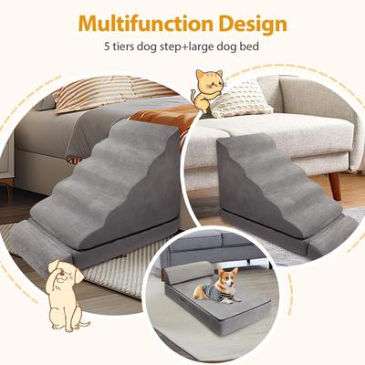 Show full view: MALOROY 6-Step Dog Stairs for High Beds, Grey, 28-in slide 7 of 8