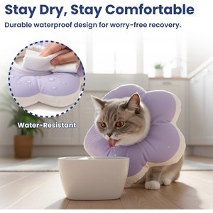 PawsPik Plush Flower Dog & Cat Recovery Collar, Purple, Medium