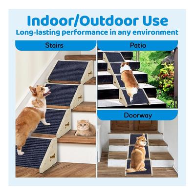 Show full view: MALOROY Wooden Non-Slip Dog Ramps for Stairs, Grey, 11.8-in Height, 4 count slide 6 of 8