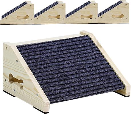 Show full view: MALOROY Wooden Non-Slip Dog Ramps for Stairs, Grey, 11.8-in Height, 4 count slide 2 of 8