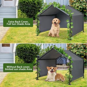 MALOROY Outdoor Dog Canopy Shelter, Grey, 47 x 47 x 38-in