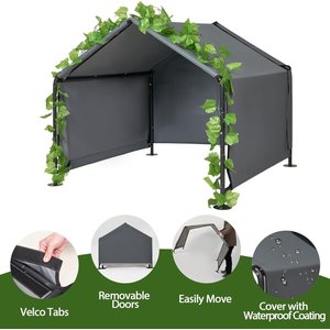 MALOROY Outdoor Dog Canopy Shelter, Grey, 47 x 47 x 38-in