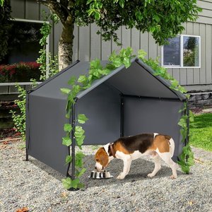MALOROY Outdoor Dog Canopy Shelter, Grey, 47 x 47 x 38-in