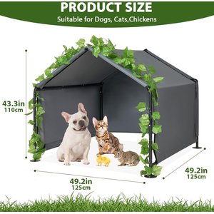MALOROY Outdoor Dog Canopy Shelter, Grey, 47 x 47 x 38-in