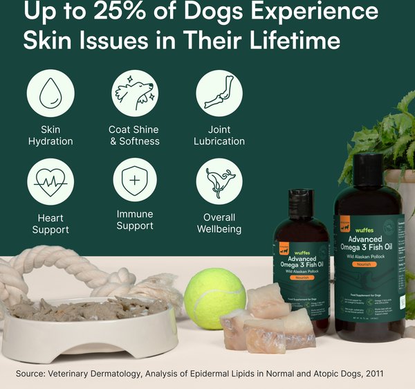Show full view: Wuffes Advanced Omega 3 Fish Oil for Healthy Skin & Coat Supplement for Dogs, 16-fl oz bottle slide 6 of 9