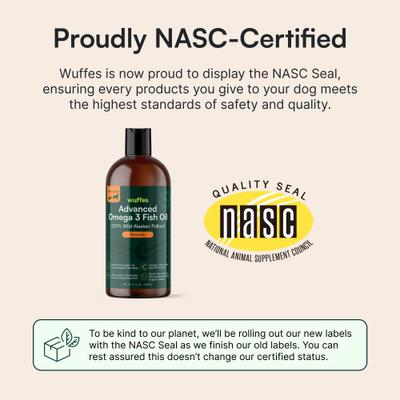 Show full view: Wuffes Advanced Omega 3 Fish Oil for Healthy Skin & Coat Supplement for Dogs, 16-fl oz bottle slide 3 of 10