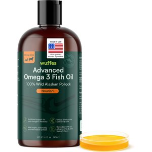 Wuffes Advanced Omega 3 Fish Oil for Healthy Skin & Coat Supplement for Dogs, 16-fl oz bottle