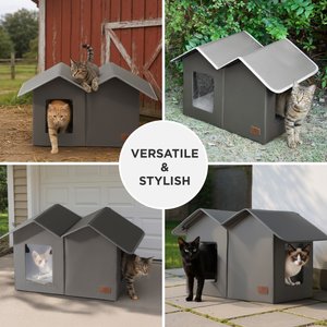 Bedsure Outdoor Extra Wide Unheated Cat House, Grey, 22.5x12.5x13.25inches