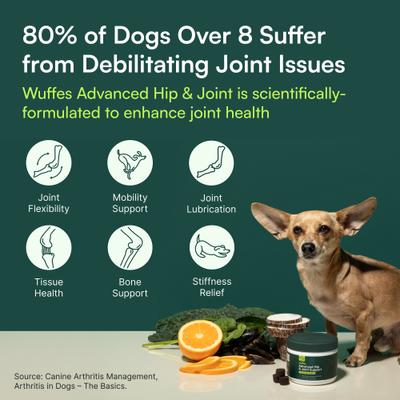 Show full view: Wuffes Advanced Hip & Joint Supplement with Glucosamine & Chondroitin Pork Liver Flavored Soft Chews for Small & Medium Dogs, 120 count slide 8 of 10