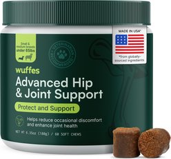 Wuffes Advanced Hip & Joint Supplement with Glucosamine & Chondroitin for Small & Medium Dogs, 60 count