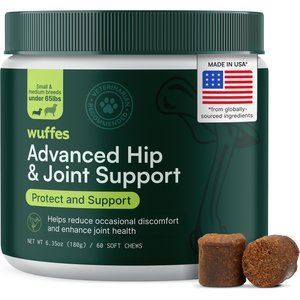 Wuffes Advanced Hip & Joint Supplement with Glucosamine & Chondroitin for Small & Medium Dogs, 60 count