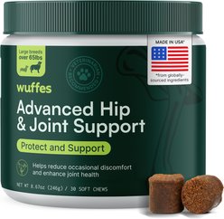 Wuffes Advanced Hip & Joint Supplement with Glucosamine & Chondroitin for Large Dogs, 30 count