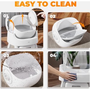 PetPivot AS11 Open-Top Self Cleaning with Safety Protection Automatic Cat Litter Box, White