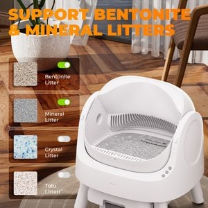 PetPivot AS11 Open-Top Self Cleaning with Safety Protection Automatic Cat Litter Box, White
