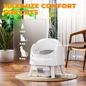PetPivot AS11 Open-Top Self Cleaning with Safety Protection Automatic Cat Litter Box, White
