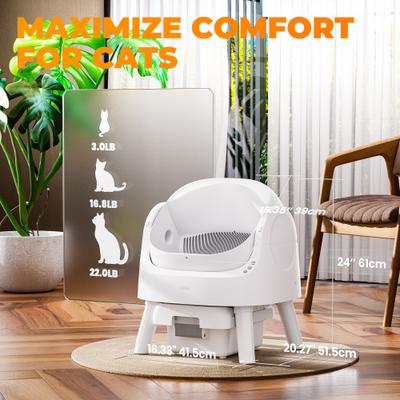 Show full view: PetPivot AS11 Open-Top Self Cleaning with Safety Protection Automatic Cat Litter Box, White slide 2 of 10