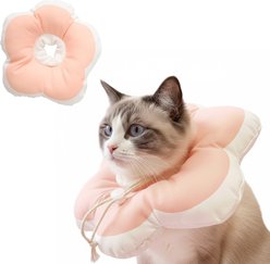 PawsPik Plush Flower Dog & Cat Recovery Collar, Peach, Small