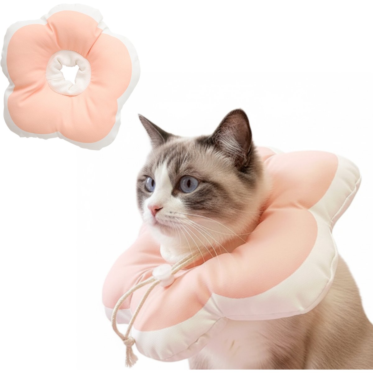 PawsPik Plush Flower Dog & Cat Recovery Collar, Peach, Large