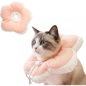 PawsPik Plush Flower Dog & Cat Recovery Collar, Peach, Medium
