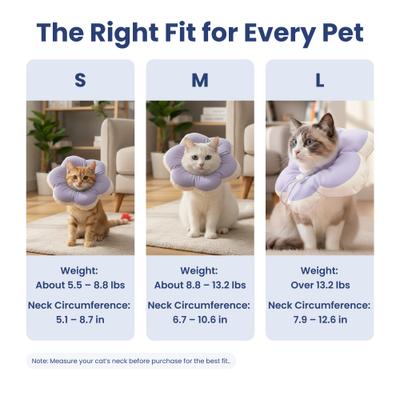 Show full view: PawsPik Plush Flower Dog & Cat Recovery Collar, Purple, Medium slide 7 of 11