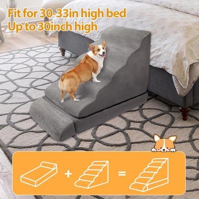 Show full view: MALOROY 6-Step Dog Stairs for High Beds, Grey, 28-in slide 6 of 8
