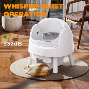 PetPivot AS11 Open-Top Self Cleaning with Safety Protection Automatic Cat Litter Box, White