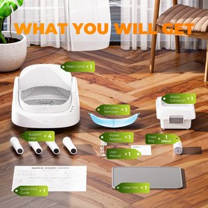 PetPivot AS11 Open-Top Self Cleaning with Safety Protection Automatic Cat Litter Box, White
