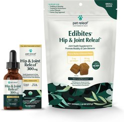 Pet Releaf Favorites - Edibites Mobility Peanut Butter, Banana & Devil's ClawFull Spectrum Hemp Small Dog Supplement, Chew & Liquid Bundle