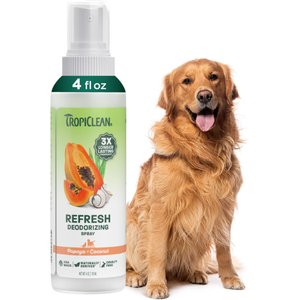 TropiClean Deodorizing Perfume & Odor Eliminating Papaya Scent Dog & Cat Spray, 4-fl oz bottle