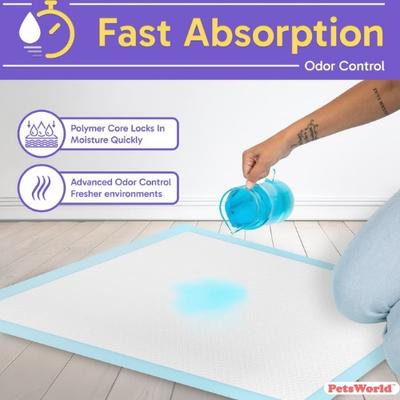 Show full view: PetsWorld Economy Value Puppy Training & Potty Pads, Unscented, 23 x 36-in, 300 count slide 3 of 7