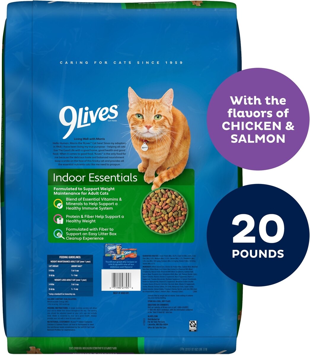 LIVES Indoor Essentials Adult Chicken Salmon Dry Cat Food, 20