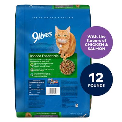 Show full view: 9 Lives Indoor Essentials Adult Chicken & Salmon Dry Cat Food, 12-lb bag slide 4 of 11