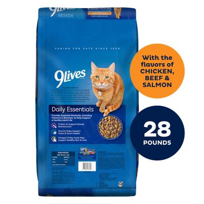 Show full view: 9 Lives Daily Essentials Adult Chicken Beef & Salmon Dry Cat Food, 28-lb bag slide 4 of 13
