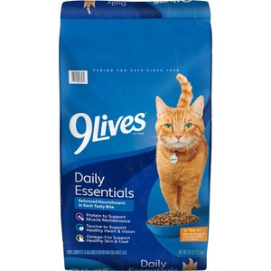 9 Lives Daily Essentials Adult Chicken Beef & Salmon Dry Cat Food, 28-lb bag