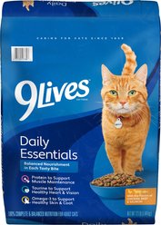 9 Lives Daily Essentials Adult Chicken Beef & Salmon Dry Cat Food, 12-lb bag