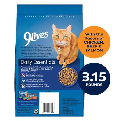 Show full view: 9 Lives Daily Essentials Adult Chicken Beef & Salmon Dry Cat Food, 3.15-lb bag slide 4 of 13