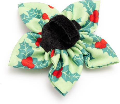 Show full view: The Worthy Dog Christmas Holly Flower Dog Collar Accessory, Small slide 3 of 4