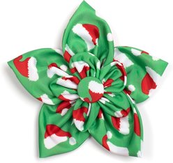 The Worthy Dog Christmas Santa Hats Flower Dog Collar Accessory, Large
