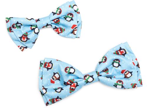 Show full view: The Worthy Dog Christmas Penguins Dog Bow Tie, Small slide 2 of 3