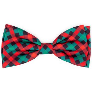 The Worthy Dog Christmas Holiday Check Dog Bow Tie, Small