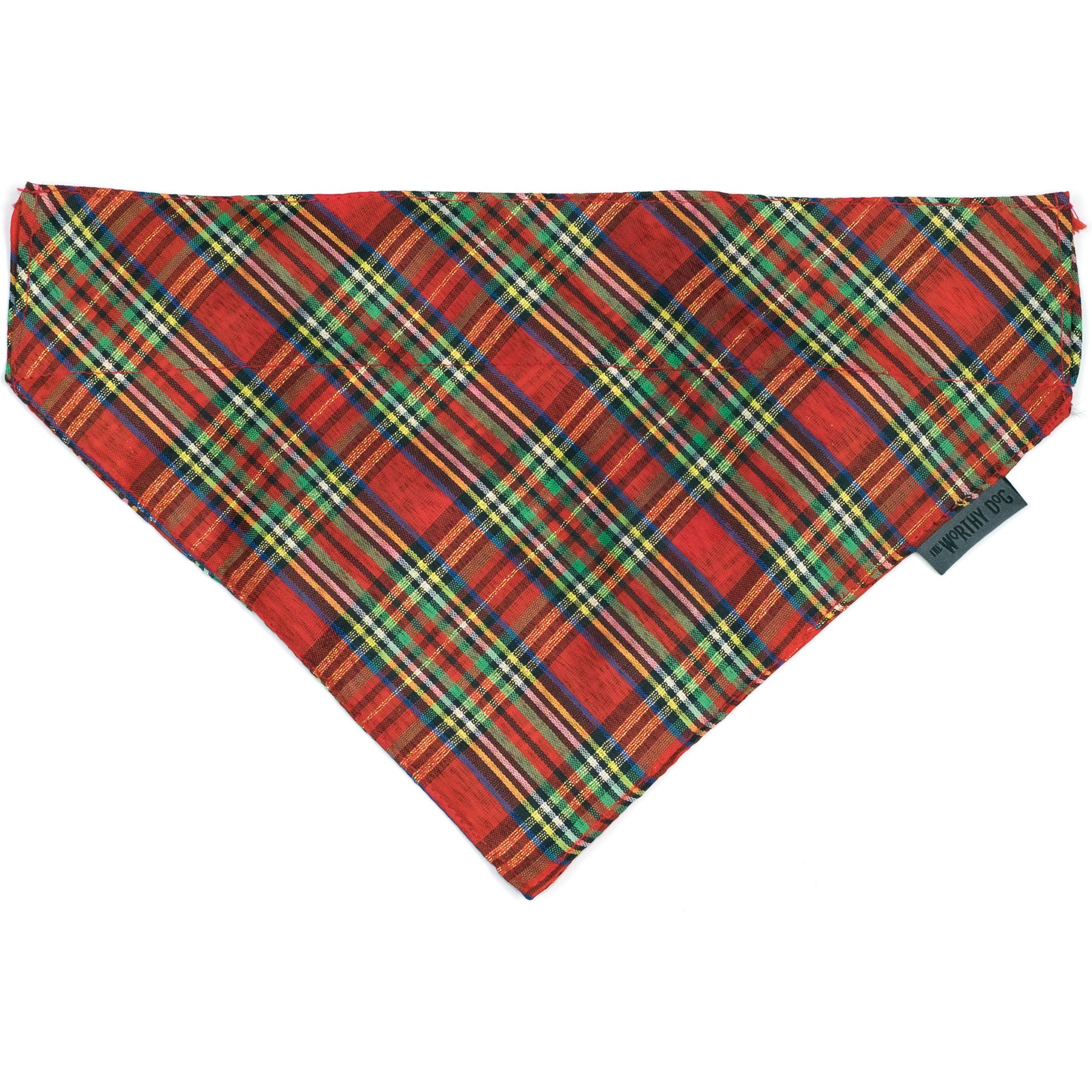 The Worthy Dog Red Lurex Plaid Dog Bandana, Large