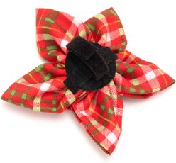 The Worthy Dog Christmas Holiday Plaid Flower Dog Collar Accessory, Small slide 2 of 4