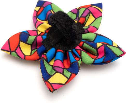 Show full view: The Worthy Dog Christmas Stained Glass Flower Dog Collar Accessory, Small slide 3 of 3