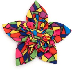 The Worthy Dog Christmas Stained Glass Flower Dog Collar Accessory, Large