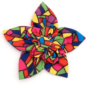 The Worthy Dog Christmas Stained Glass Flower Dog Collar Accessory, Large