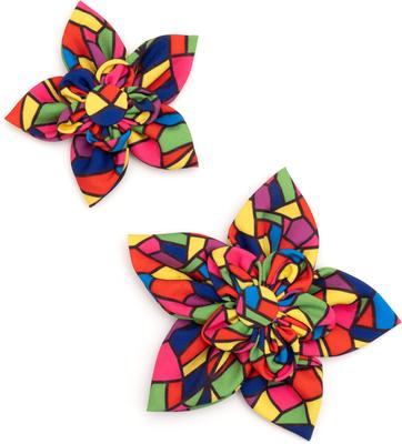 Show full view: The Worthy Dog Christmas Stained Glass Flower Dog Collar Accessory, Small slide 2 of 3