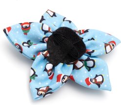 The Worthy Dog Christmas Penguins Flower Dog Collar Accessory, Large slide 2 of 3
