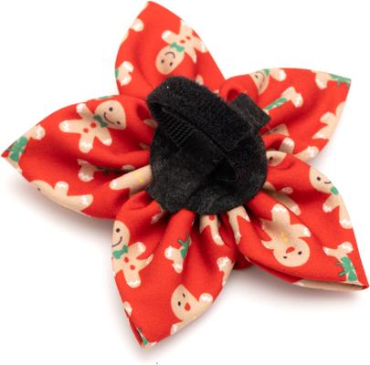 Show full view: The Worthy Dog Christmas Gingerbread Bones Flower Dog Collar Accessory, Large slide 3 of 3