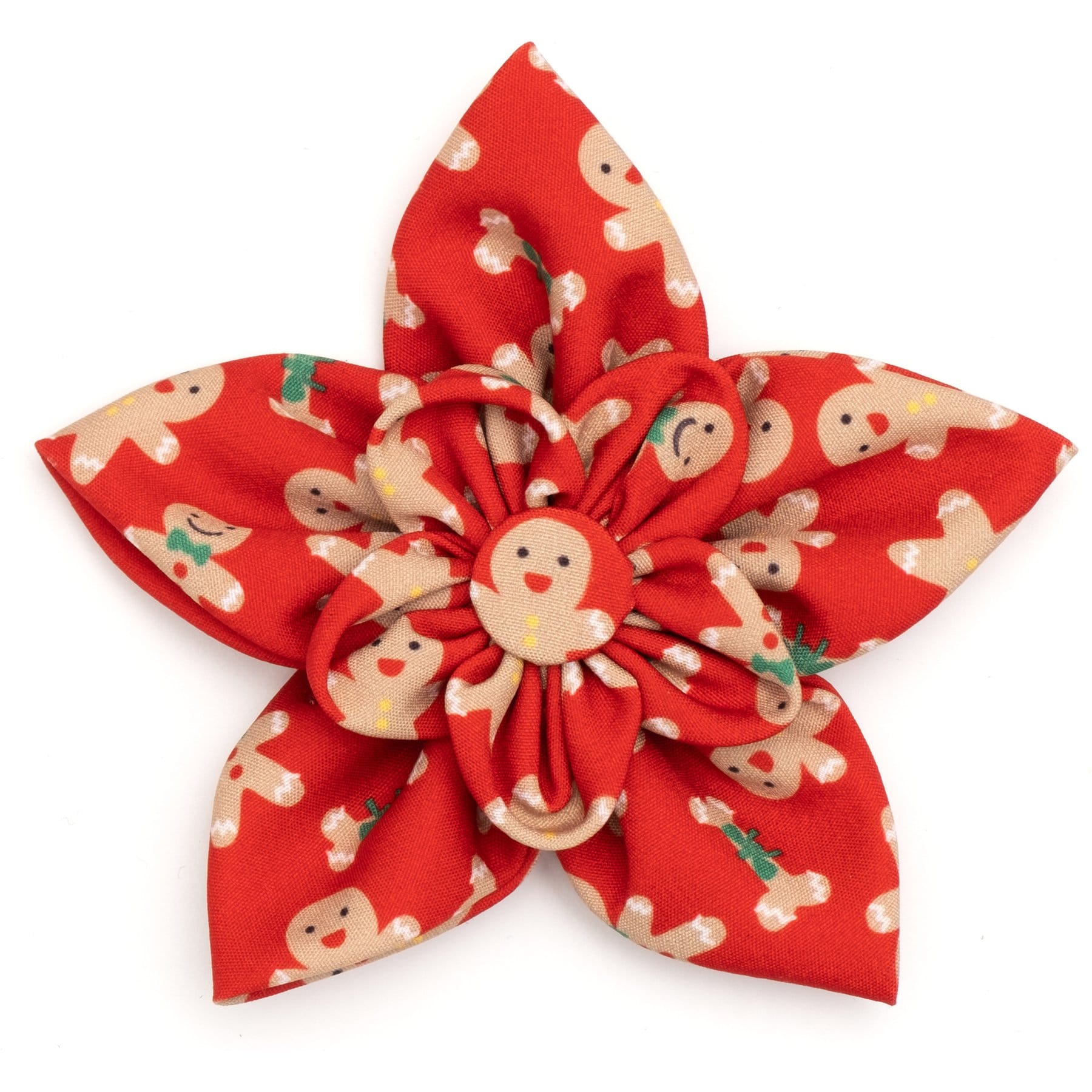 The Worthy Dog Christmas Gingerbread Bones Flower Dog Collar Accessory, Large