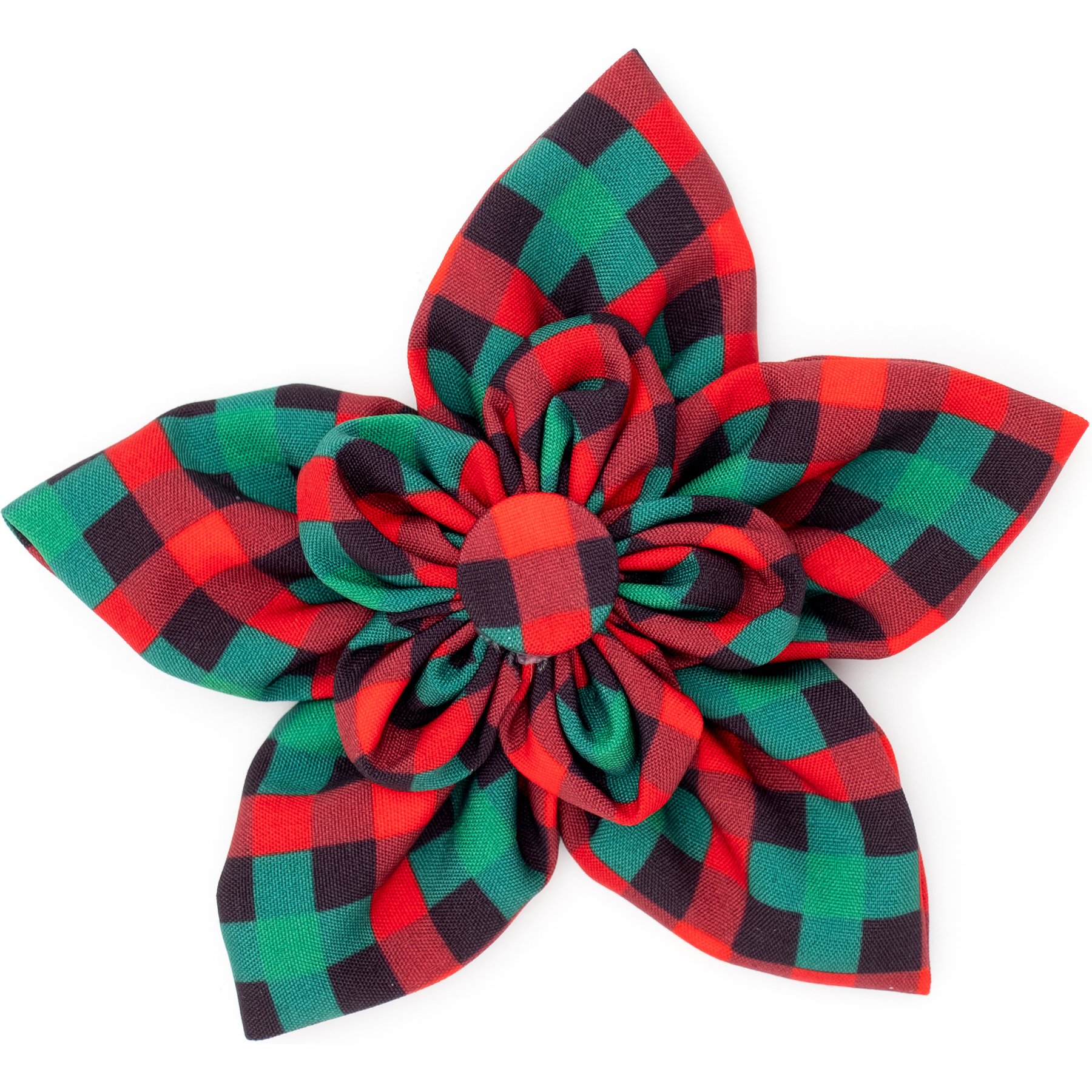 The Worthy Dog Christmas Holiday Check Flower Dog Collar Accessory, Small